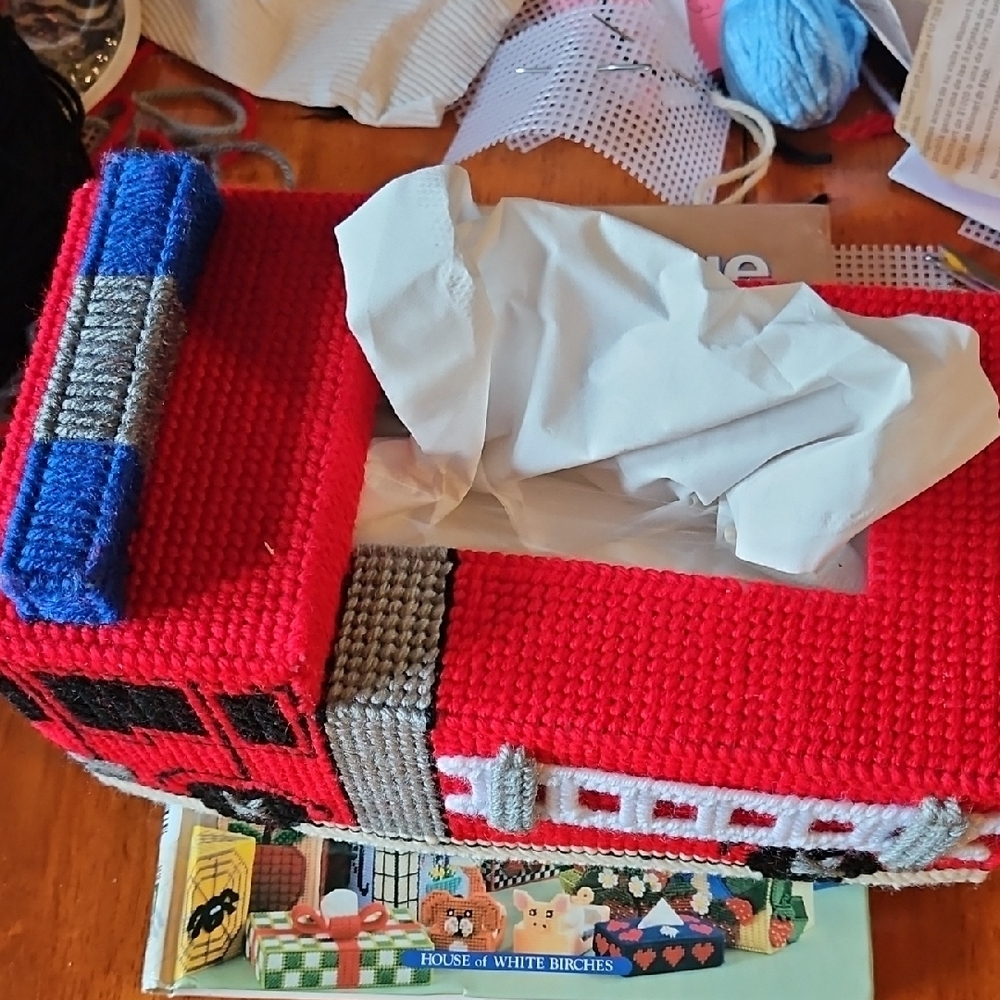 Red Fire Truck Tissue Box Cover - Picture 5 of 5
